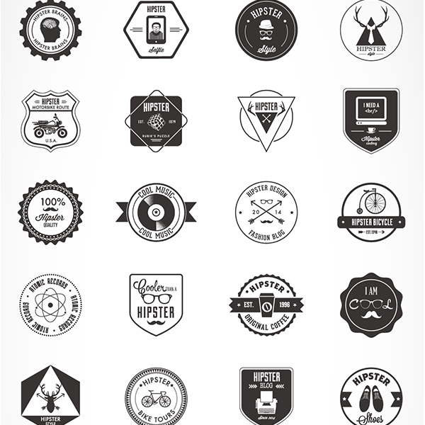 vintage ribbon logos hipster badges 