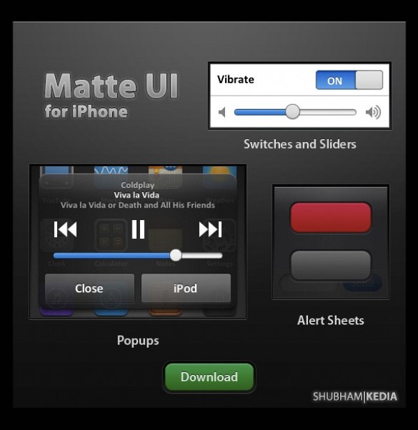 web unique ui elements ui stylish simple quality original new modern matte iPod iphone ui iphone kit iphone apps iphone interface hi-res HD fresh free download free elements download detailed design dark creative clean buttons 