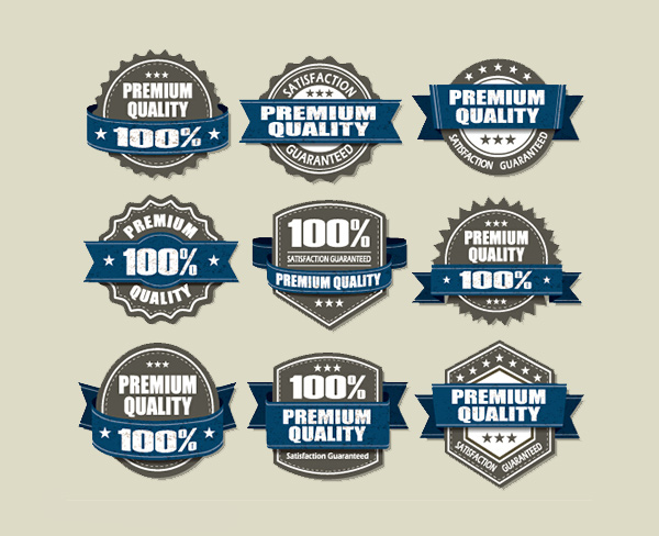 vintage vector ribbon quality premium labels guarantee free banners badges 