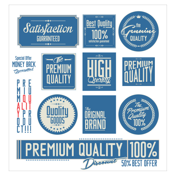 vintage set quality premium logotypes logos labels free blue 