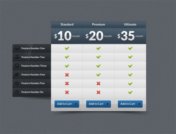 web unique ui elements ui tabs table stylish side tabs quality psd professional pricing table price original new modern interface icons hi-res HD fresh free download free elements download detailed design creative comparison clean 3 column 