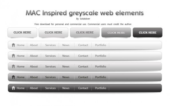 web unique ui elements ui stylish simple set quality psd original new navigation modern menu interface hi-res HD greyscale grey fresh free download free elements download detailed design creative clean buttons bar 