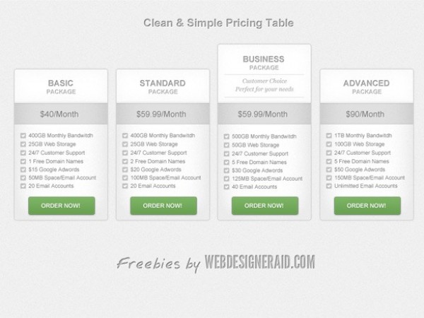 web unique ui elements ui stylish simple quality psd professional product table pricing table package original new modern light interface hi-res HD fresh free download free elements download detailed design creative clean business 