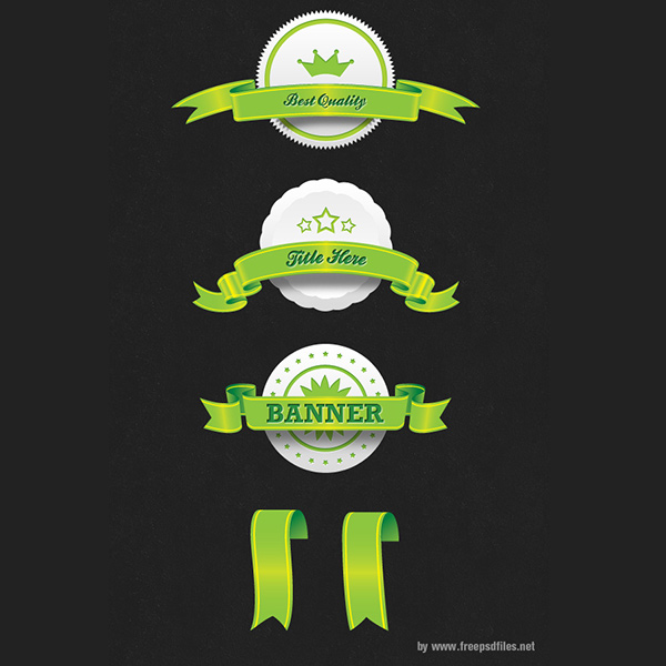 white badges stars ribbons retro green free download free curled crown banners badges award 