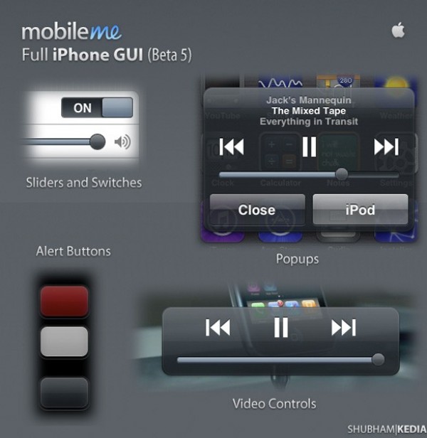 web video controls unique ui elements ui stylish sliders simple quality popups original new modern mobileme gui iPhone gui iphone interface hi-res HD fresh free download free elements download detailed design creative clean buttons app 