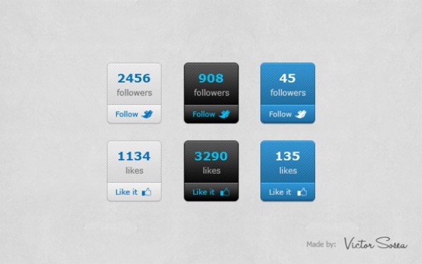 web unique ui elements ui twitter stylish social count button social simple quality psd original new modern like interface hi-res HD fresh free download free follow Facebook elements download detailed design creative counter count clean button 
