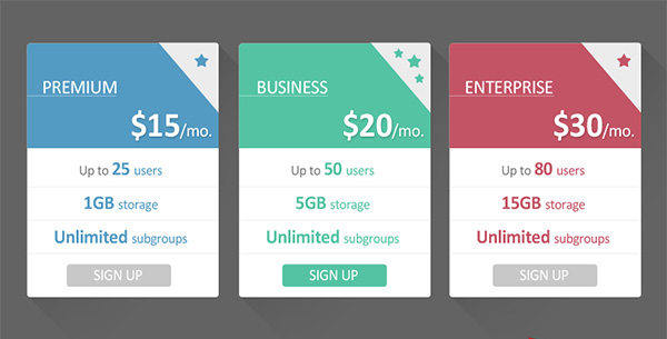 ui elements ui showy pricing table price box modern free download free flat colorful 