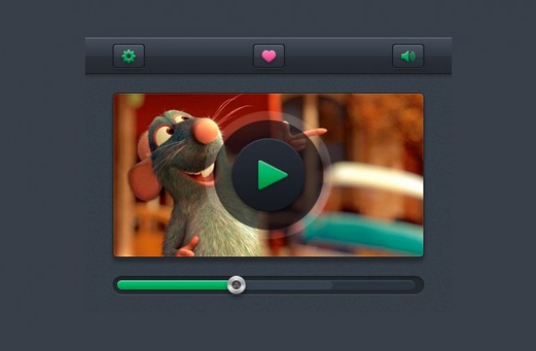 web video player video unique ui elements ui stylish quality psd player play button original new modern mini video player mini interface hi-res HD green fresh free download free elements download detailed design dark video player dark creative clean 
