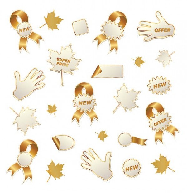 white stickers web unique ui elements ui stylish stickers simple sale quality original new modern maple leaf interface hi-res HD hand gold stickers gold fresh free download free elements download detailed design curled creative clean 