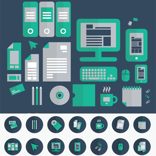 vector icons ui elements ui round icons office mobile icons gadgets free download free flat docks 