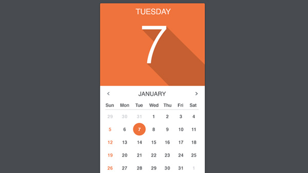 widget weekly ui elements ui long shadow free download free flat date calendar 