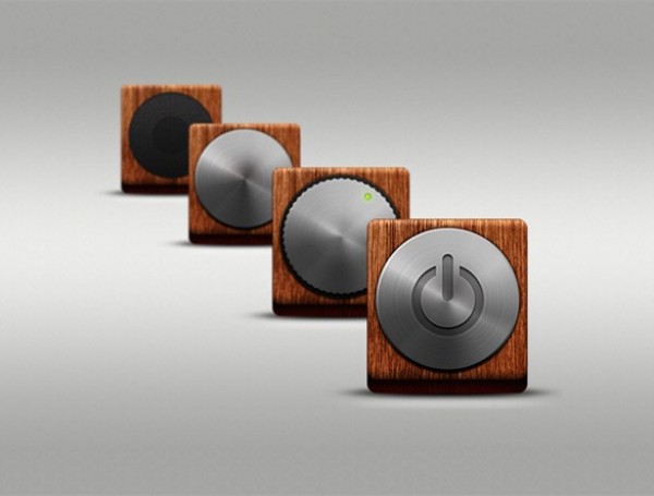 wooden wood power button wood control knob wood web unique ui elements ui stylish square set round quality psd power button original new modern metal interface hi-res HD fresh free download free elements download detailed design creative control knob clean buttons brushed metal black 