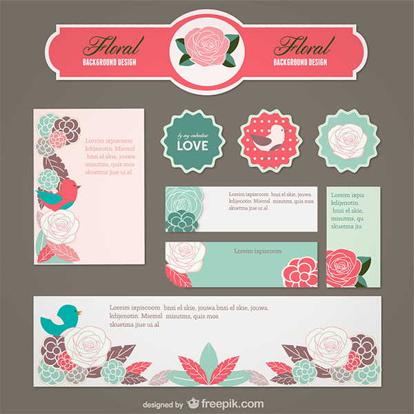 vector sticker scalloped hand painted free download free floral label floral banner floral 