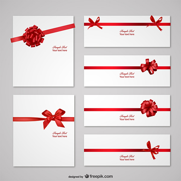 wrapped vector ribbons red note free download free decorative card bows banner 