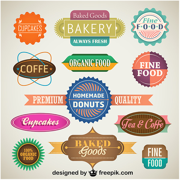 vintage vector stickers retro organic labels free download free food flat coffee shop coffee banners bakery badges 