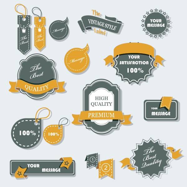 vintage vector tags stitched stickers ribbons ribbon banners labels free download free banners badges 