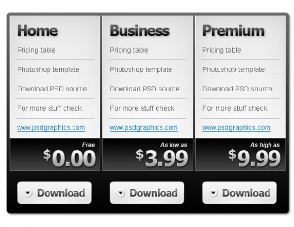 web unique ui elements ui stylish simple quality psd pricing table template pricing table pricing box original new modern interface hi-res HD fresh free download free elements download detailed design creative clean black and white 