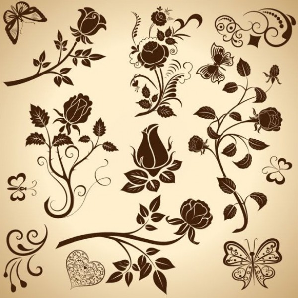 web vintage vector unique ui elements stylish roses retro quality original new interface illustrator high quality hi-res heart HD graphic fresh free download free flower floral elements download detailed design creative butterfly butterflies 