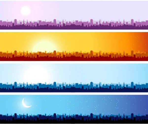 web vector unique ui elements sun stylish skyline silhouette quality original night new moon interface illustrator high quality hi-res header HD graphic fresh free download free elements download detailed design day creative cityscape city blue banner 