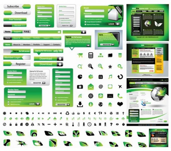 web ui kit web vector unique ui kit ui elements stylish set quality pack original new navigation menu interface illustrator icons icon high quality hi-res HD green elements green graphic fresh free download free forms elements download detailed design creative buttons bar 