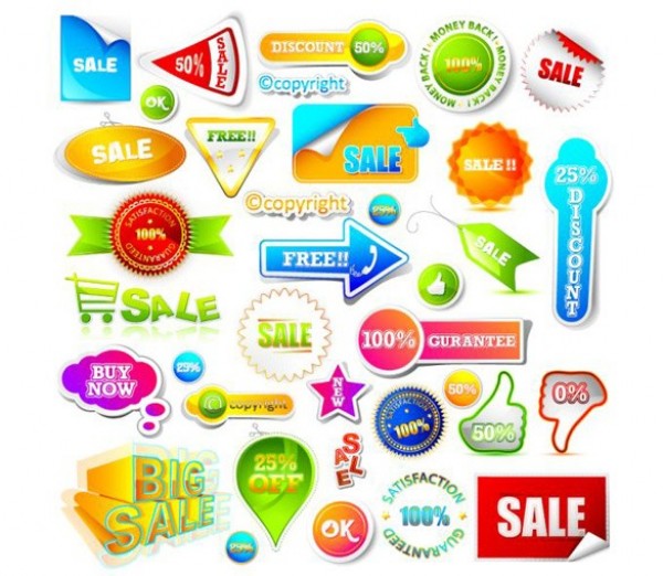 web vector unique ui elements tags stylish set satisfaction guaranteed sales stickers sale quality pack original new money back interface illustrator high quality hi-res HD graphic fresh free download free elements download discount detailed design creative colorful collection 