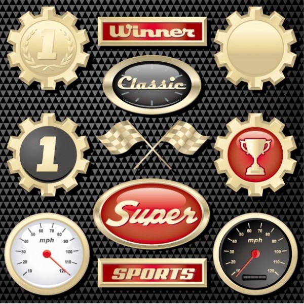 winner web vector unique ui elements trophy super stylish sports speedometer red racing flags racing car quality original new interface illustrator icon high quality hi-res HD graphic gold fresh free download free elements download detailed design creative classic black badge 