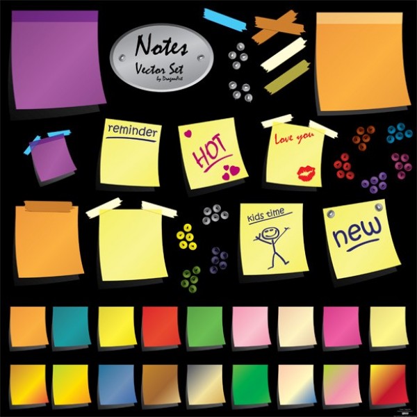 web vector unique ui elements ui taped stylish sticky notes set quality original notes new modern interface hi-res HD fresh free download free EPS elements download detailed design creative colorful clean 