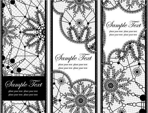 vertical vector set old lace lace free download free floral black banner 