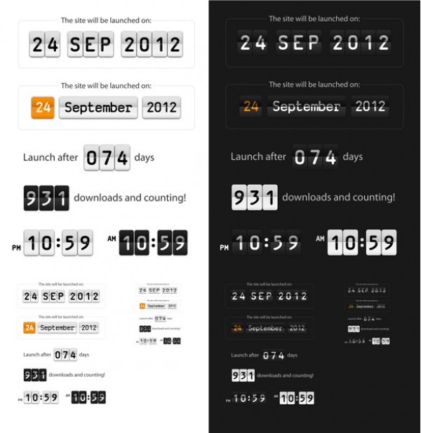 web unique ui elements ui time stylish simple quality original new modern launch interface hi-res HD fresh free download free flip display elements download detailed design date creative counting countdown clean 