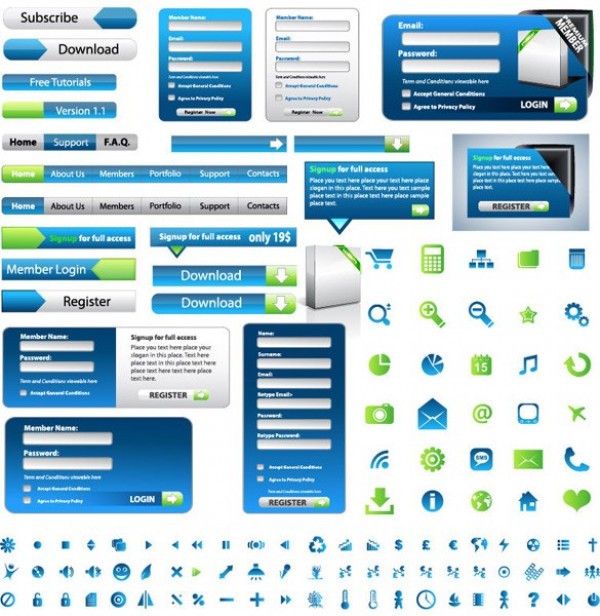 web vector unique ui kit ui elements stylish sign-in set quality player pack original new navigation menu login form kit interface illustrator icons high quality hi-res HD green graphic fresh free download free forms elements download detailed design creative buttons blue 