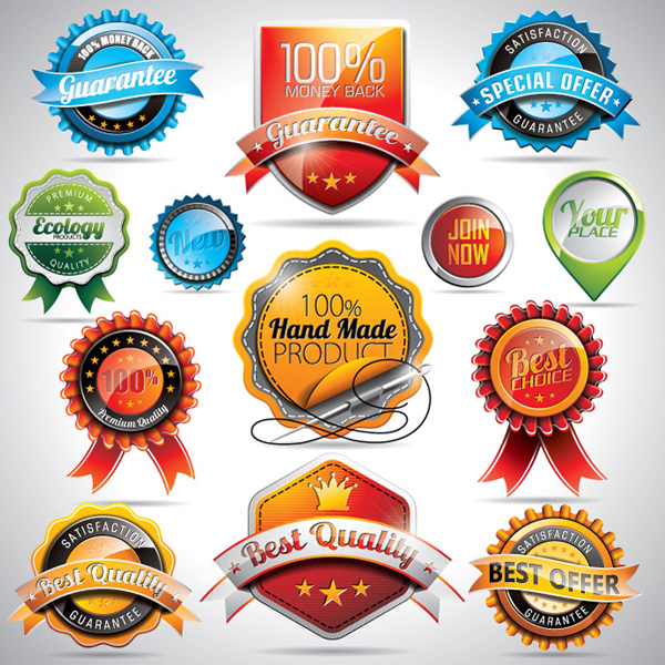 vector stickers special offer set scalloped ribbon quality money back guarantee labels free download free ecology banners badges awards 