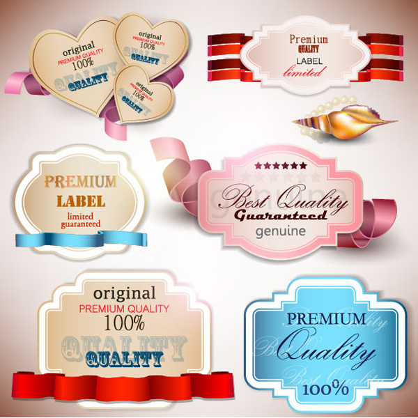 vector sticker ribbons ribbon quality label labels label gift label gift free download free fancy decorative label banner 