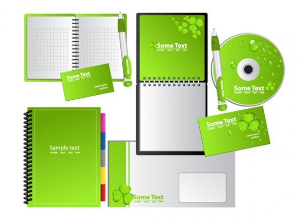 web vector unique ui elements template stylish stationary quality pens original office notebook new interface illustrator high quality hi-res HD green graphic fresh free download free flipover notebook envelope elements download detailed design creative clover CD label business cards agenda  