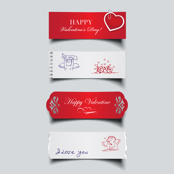 vector valentines label valentines ripped paper note message love label free download free cupid banner 