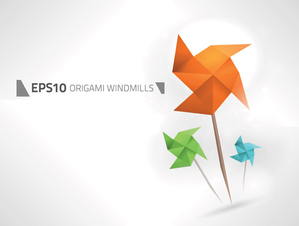 vector set ribbon pinwheels origami label origami banner origami labels free download free banner 