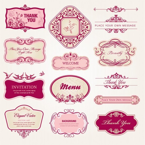 web vintage vector unique ui elements thank you stylish quality pink original new label invitation interface illustrator high quality hi-res HD graphic fresh free download free frames flourish floral fashion elements elegant download detailed design creative card background 