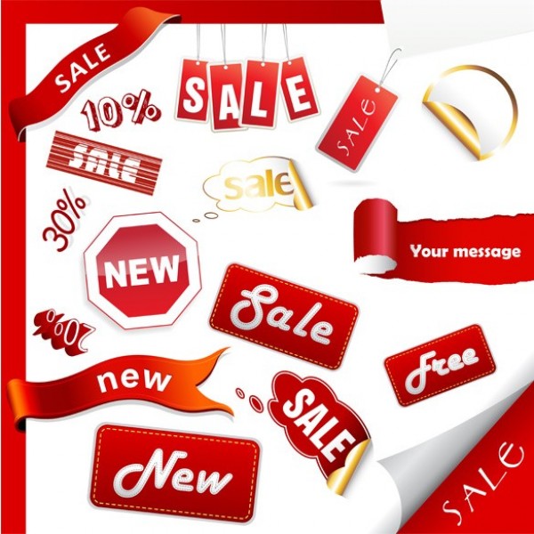 web vector unique ui elements tags stylish stickers set sales ribbon red quality pack original new labels interface illustrator high quality hi-res HD graphic fresh free download free EPS elements ecommerce download discount detailed design curled creative corner cloud 