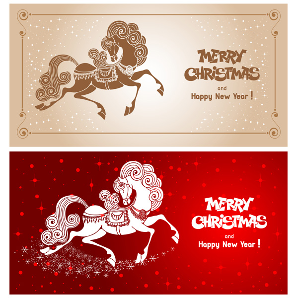 vector snowy new year magical horse free download free christmas banners art 