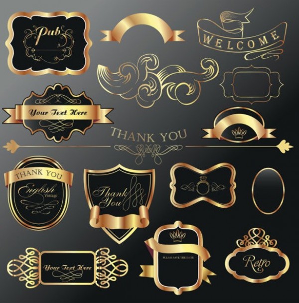web vector unique ui elements stylish ribbons quality original new interface illustrator high quality hi-res HD graphic gold fresh free download free frames flourish elements elegant download detailed designer design creative black banners badges 