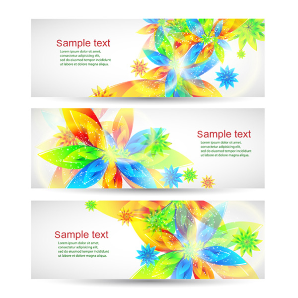 vector sparkling headers free download free flowers floral colorful banners 
