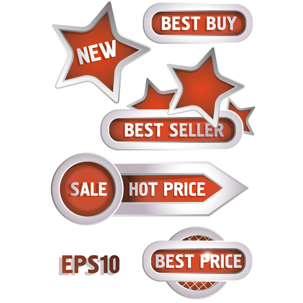 vector stickers set sales labels sales red promotional promo labels free download free 