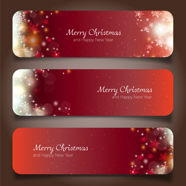 3 Red Glowing Merry Christmas Banners Set - WeLoveSoLo
