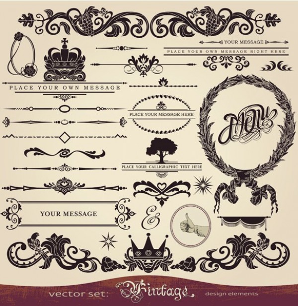 web vintage vector unique ultimate ui elements stylish scroll. calligraphy quality pattern pack original new modern interface illustrator high quality high detail hi-res HD graphic fresh free download free elements download detailed design decorative decorations crowns creative corners borders 