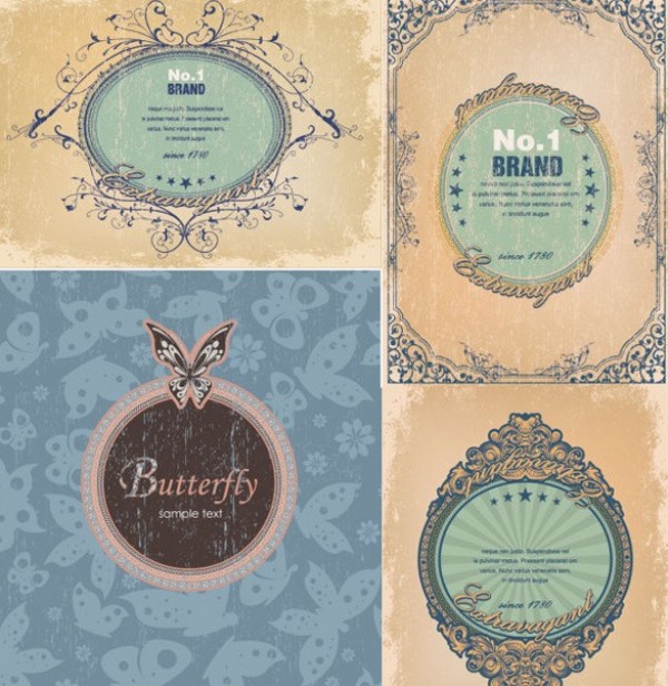 web vintage vector unique ui stylish quality original old new interface illustrator high quality hi-res HD graphic fresh free download free elements download detailed design creative classical card butterflies blue badge background 