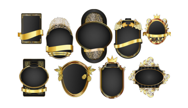 vintage ui elements ribbon ornate golden gold free download free floral download crown black banners badge 