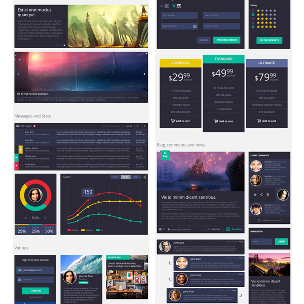 weather widget ui kit ui elements tooltips tags stats star rating square rounded psd pricing tables players pagination news block navigation modal window icons headers free download free flate flat ui kit download carousels calendar bubbles 