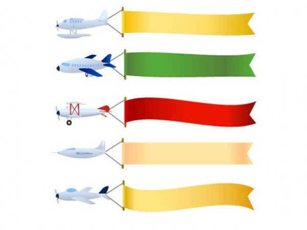 5 Flying Plane Web Ad Banner Vector Set - WeLoveSoLo