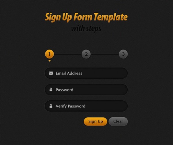 yellow web unique ui elements ui template stylish steps signup registration quality psd original new modern interface hi-res HD grey fresh free download free form elements download detailed design dark creative clean black 