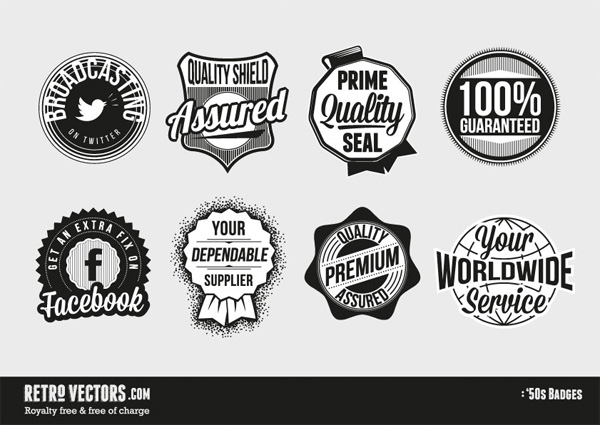 vector seals sales retro facebook labels free download free fifties badges 50's 