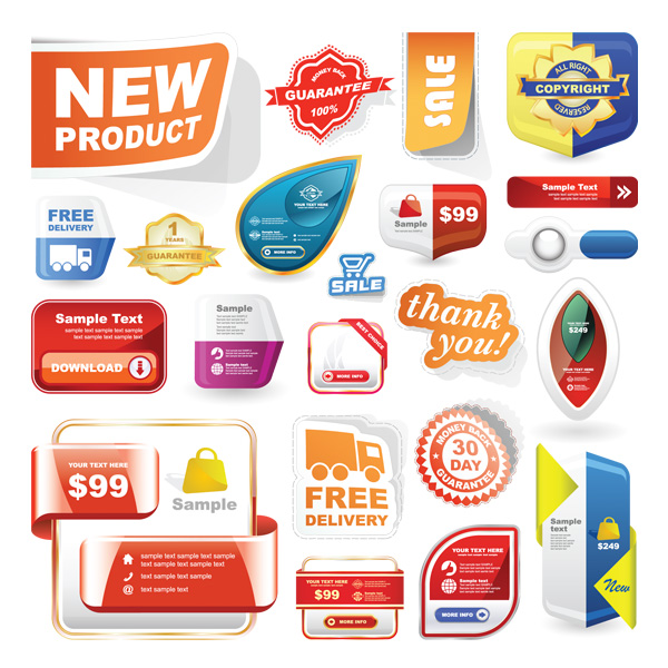vector stickers set sales stickers sales money back labels free download free ecommerce delivery copyright badge 100$ guarantee 